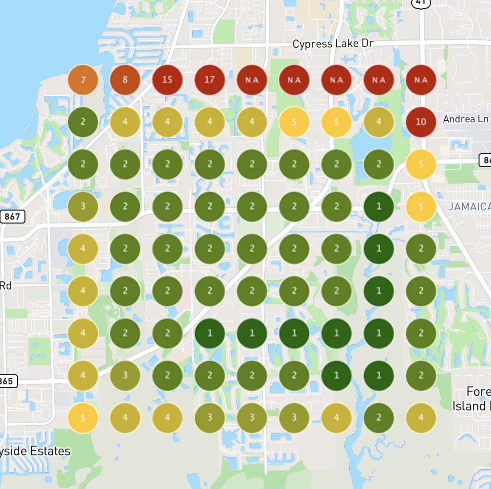 Chiropractic clinic map ranking after, dominant green