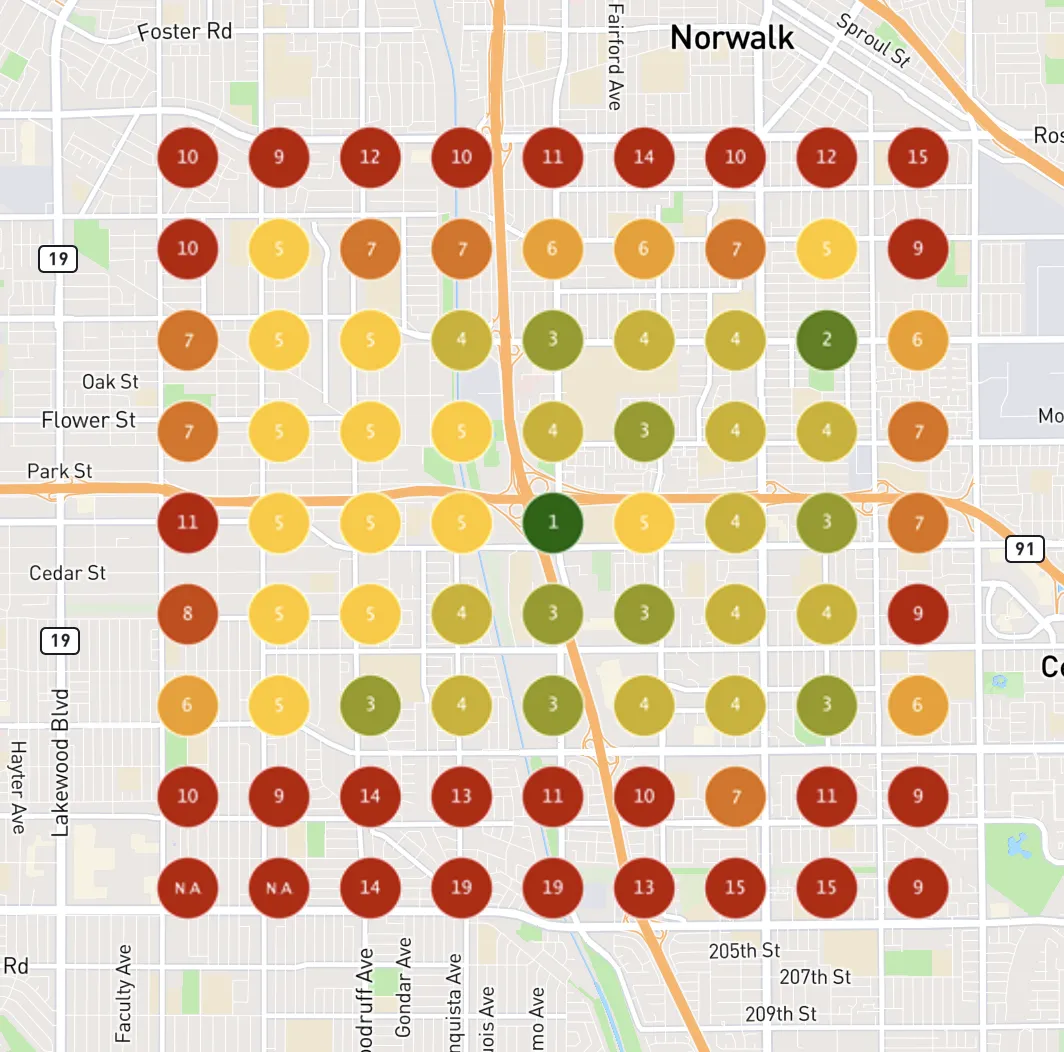 Health business map ranking after, dominant green